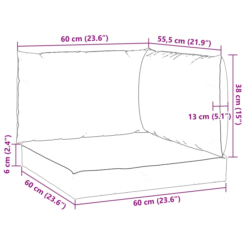 3 Piece Pallet Cushions Black Oxford Fabric