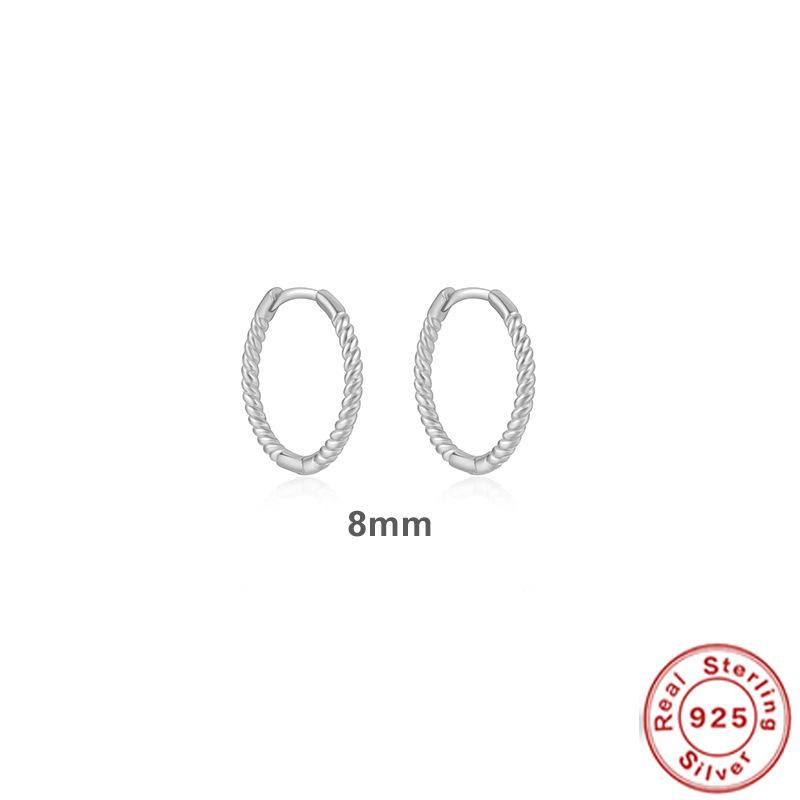 Basic Twist S925 Sterling Silver Hipster Twist Rope Circle Earrings Earrings Earrings Ear Buckle Versatile 18K Gold Jewelry