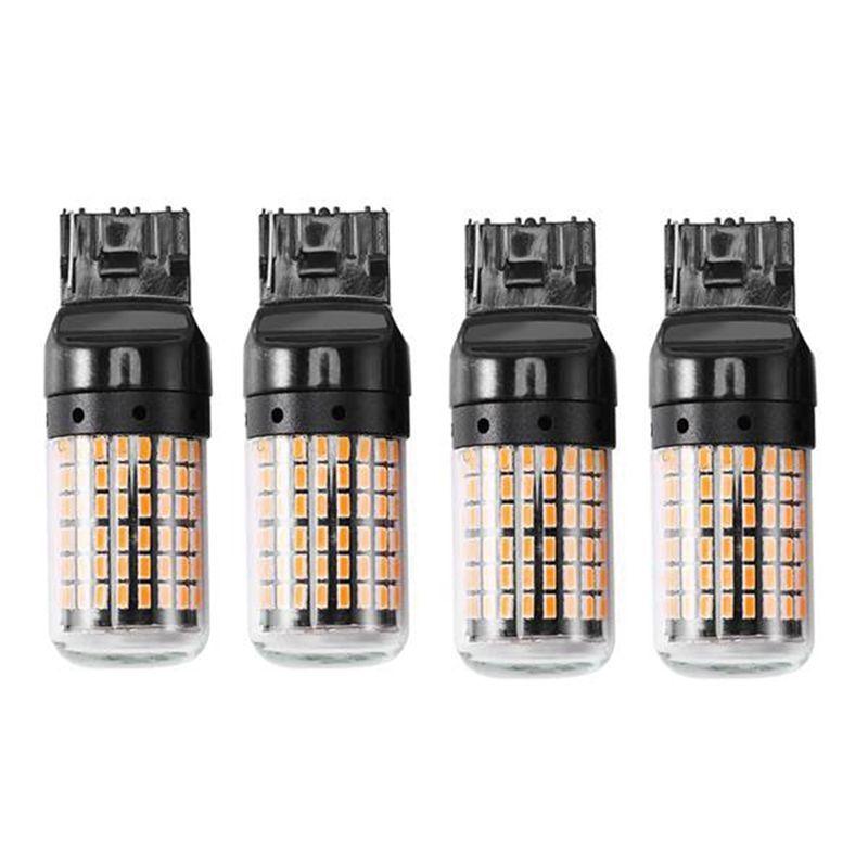 4Pcs Super Bright Canbus T20 7440 W21W Wy21w 144-Smd Reverse Light Turn Signal Light Error Free T20 7440 Yellow Light чёрный