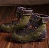 Outdoor casual jacquard women's shoes splicing short Martin boots ankle super comfortable flat women's boots