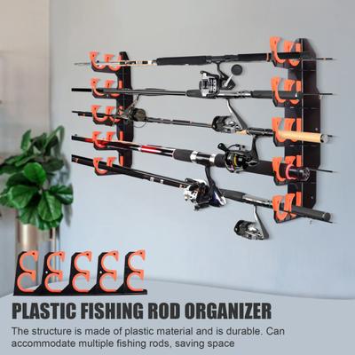 2Pcs Fishing Rod Holder Wall Mounting Garage Rack Adjustable Distance Brackets Fishing Gear Organizer
