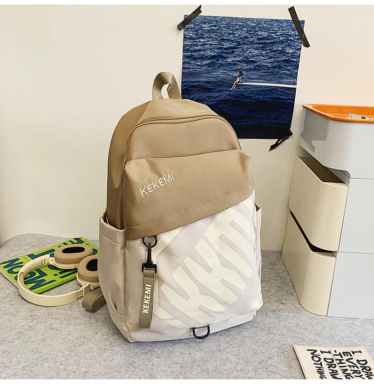 School bag high value letter backpack couple casual simple light commute fashion versatile large capacity