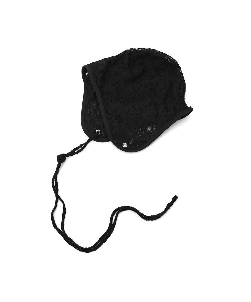 Eondeokeonteulolseutyudio Lace Summer Aircraft Cap Aviator Hat / Double Lace / Black