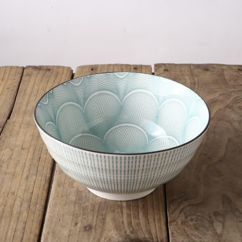 Nordic Glazed Ceramic 8-inch Threaded Soup Bowl