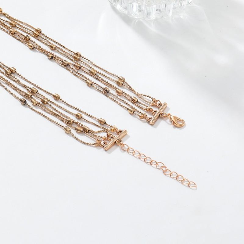 Vintage Floral Pendant Necklace With Alloy Pearl Tassel Charm Gold Tone LayeredChain Women