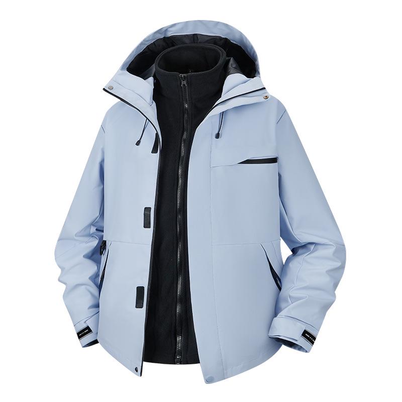 New Unisex Outdoor 3-in-1 Windproof Waterproof Mountaineering Jacket Set: Men's Warm Breathable Shell