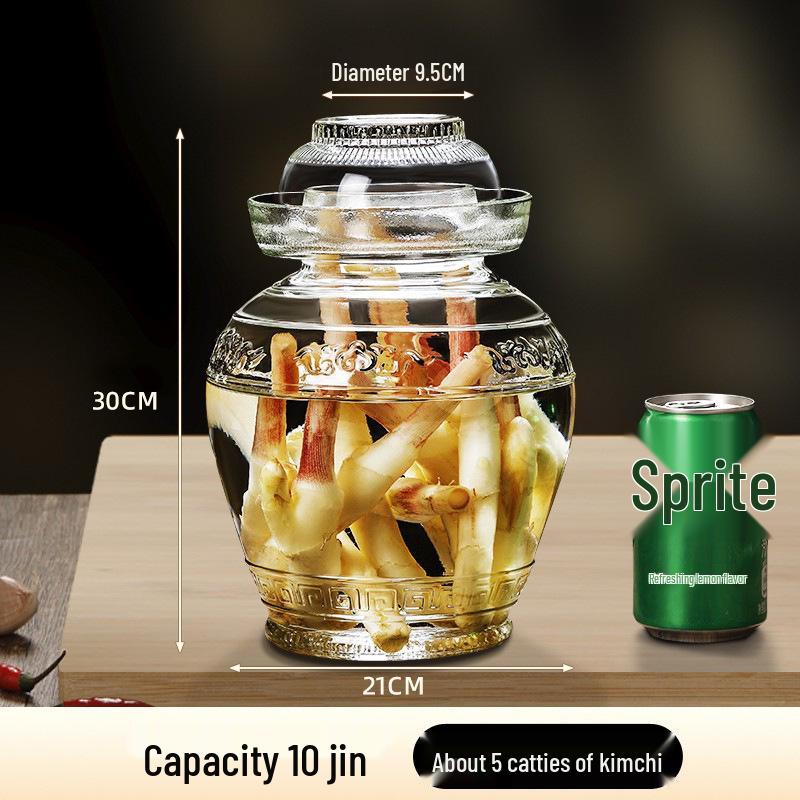Sichuan Style Thick Glass Pickle Jar for Sauerkraut and Vegetables - Large Mouth, Sealed Container for Home Pickling