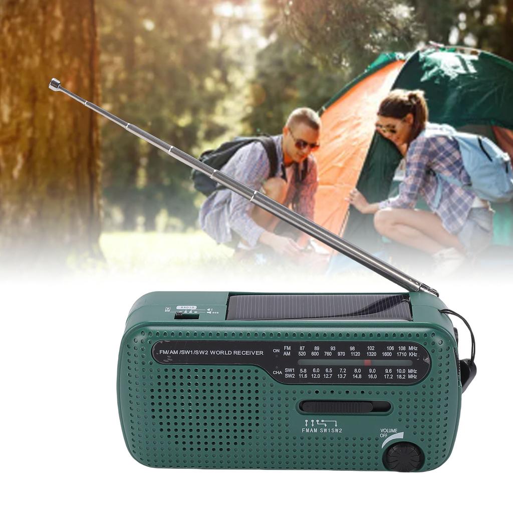 Portable Solar Radio NOAA Weather Hand Crank AM FM Shortwave Emergency Radio with LED Flashlight
