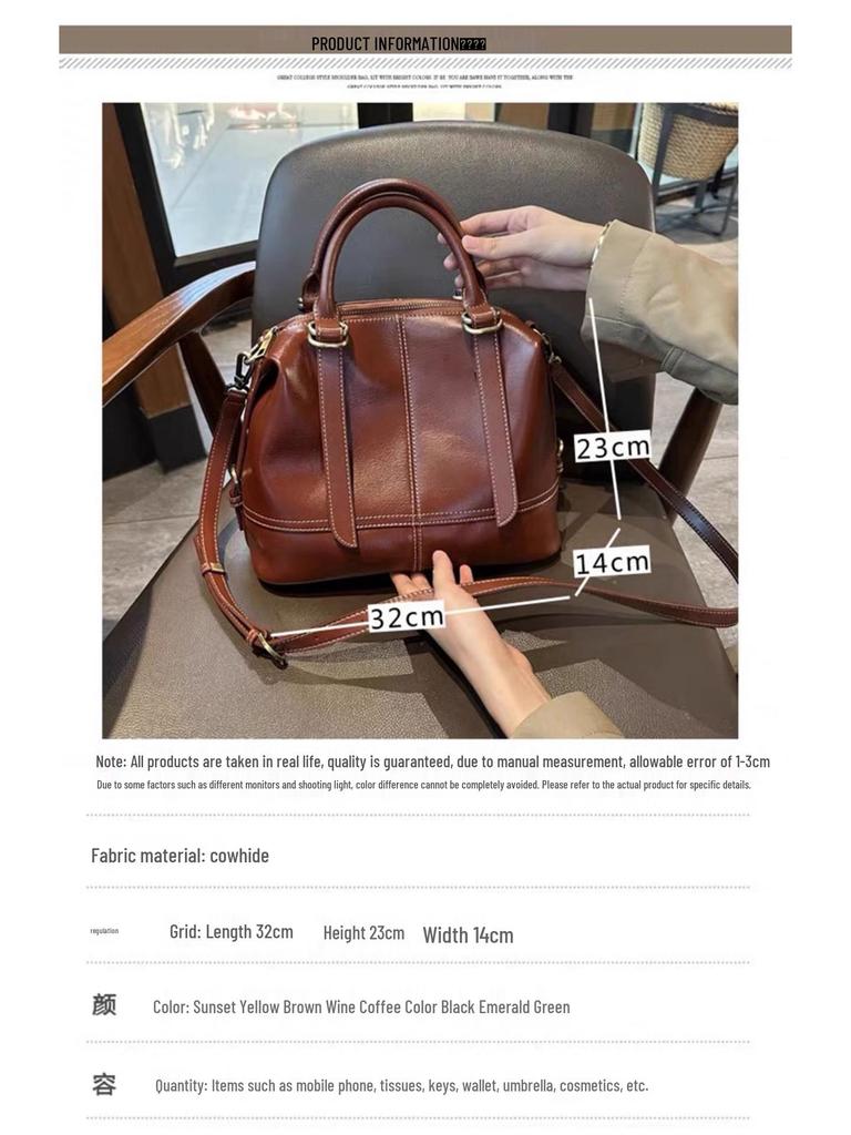 Women's Large Capacity Cowhide Handbag: Elegant, High-End, Classy Shoulder and Crossbody Tote Bag.