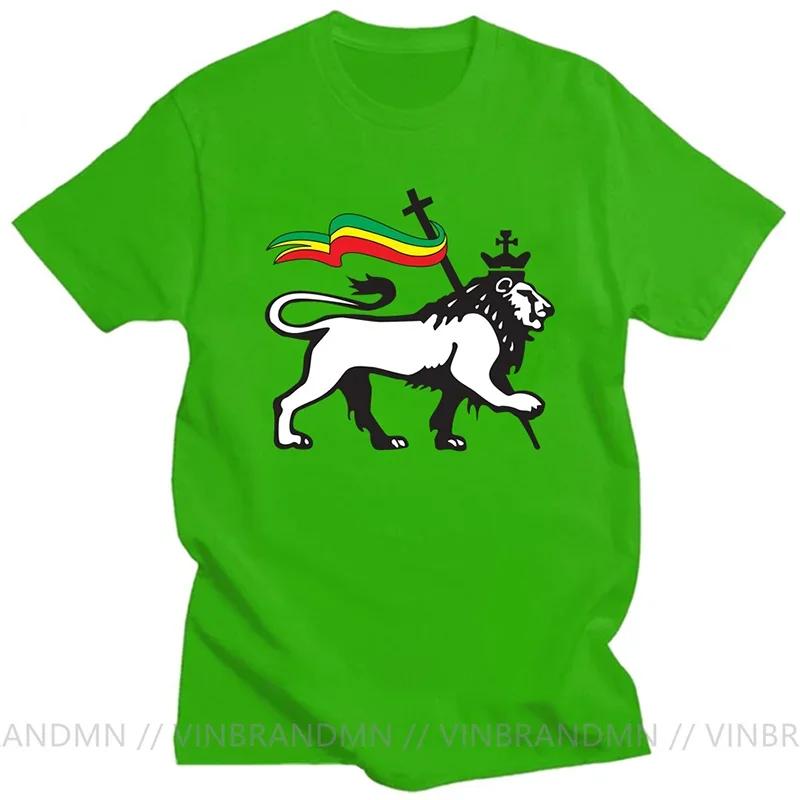 Novelty Red Yellow Green Stripes Rasta Lion Of Judah T Shirt Unisex Rastafarian Reggae Ethiopian Lion Flag Tshirt Jamaica Clothing
