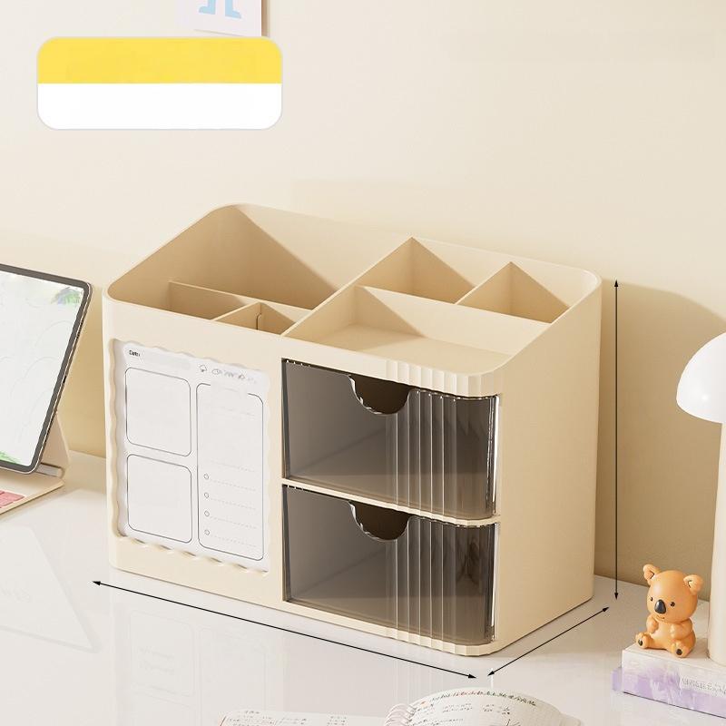

Cute Desktop Storage Organizer Box with Drawers, Multi-Compartment Cosmetic & Stationery Holder for Kids & Home жовтий