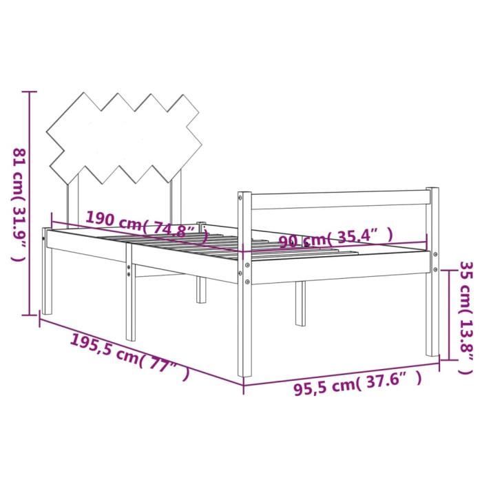 VidaXL Bed Frames with Simple Solid Wood Headboard 3195511