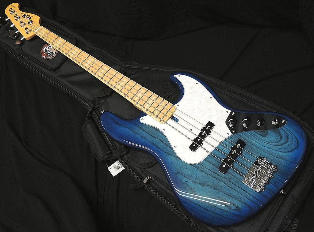 Fujigen FGN NJB100MBAH SBB Fujigen Jazz Bass Type Blue Burst Electric Bass See-Through Ash/Maple 4-String