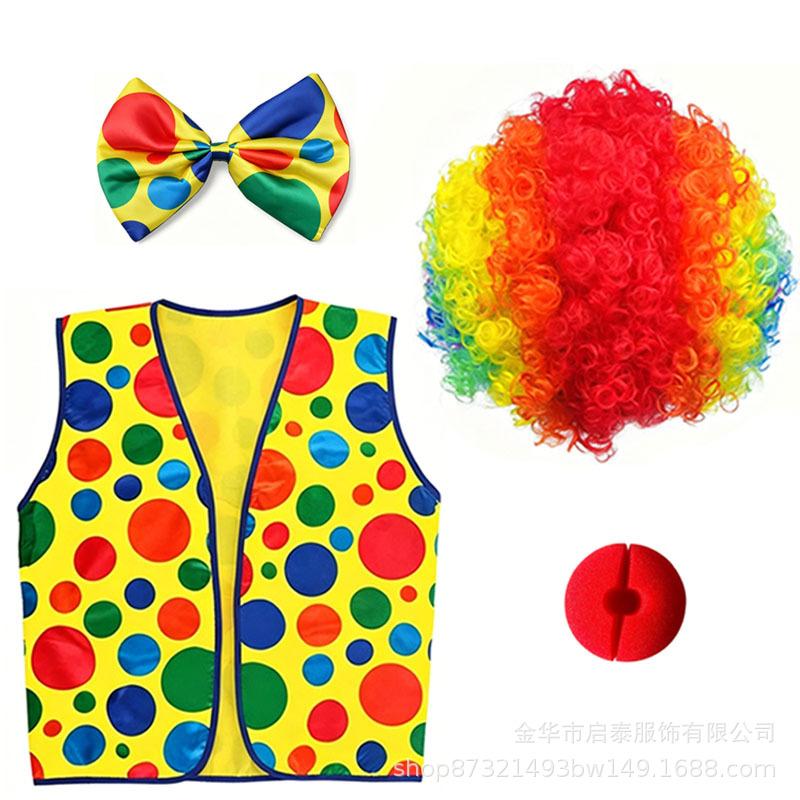 Halloween clown cosplay costume colorful wig party dress up stage costume