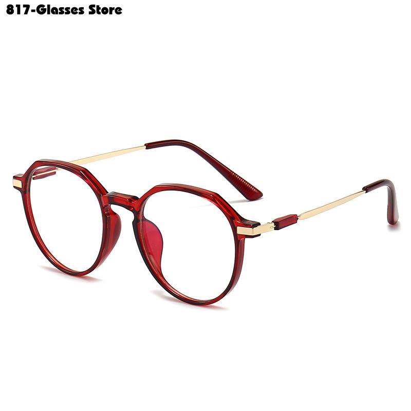 Fasjonable, gjennomsiktige ensfargede nærsynthetsbriller for kvinner og menn Gradvis endring av runde briller