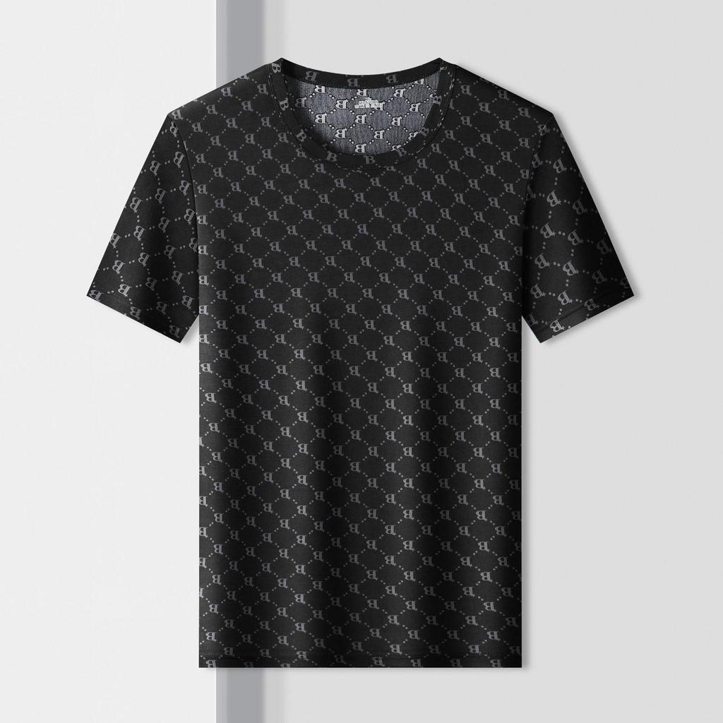 Herren Sommer Eis Seide Buchstaben B Print T-Shirt und Shorts Set - Leicht, Weich, Bequem, Kurzarm.