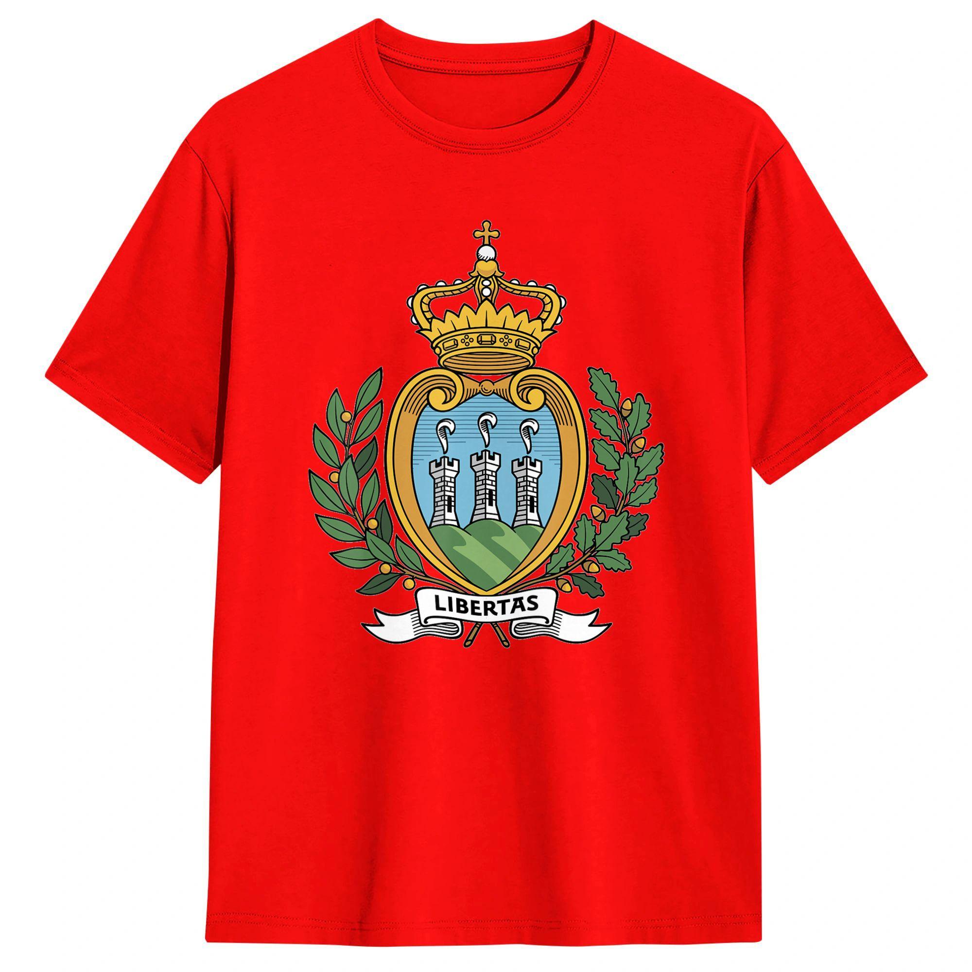National Emblem Seal Symbol Coat of Arms of San Marino TShirt for Men Cotton Shirt Crew Neck Short Sleeve T Shirt Big SizeTops S