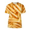 French Fries Pattern T Shirt For Men Potato Food 3D Printed Tees Summer Casual Loose O-Neck