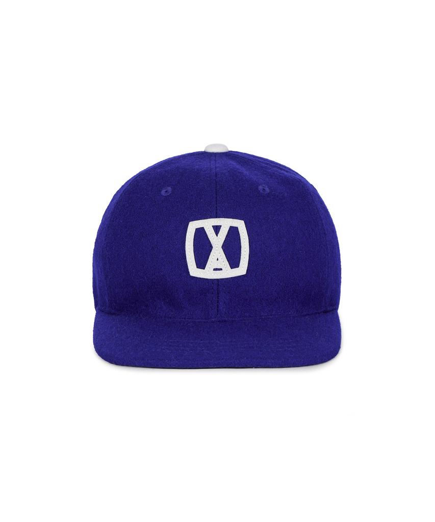Bajal Va Square Applique Wool Baseball Cap Ultramarine