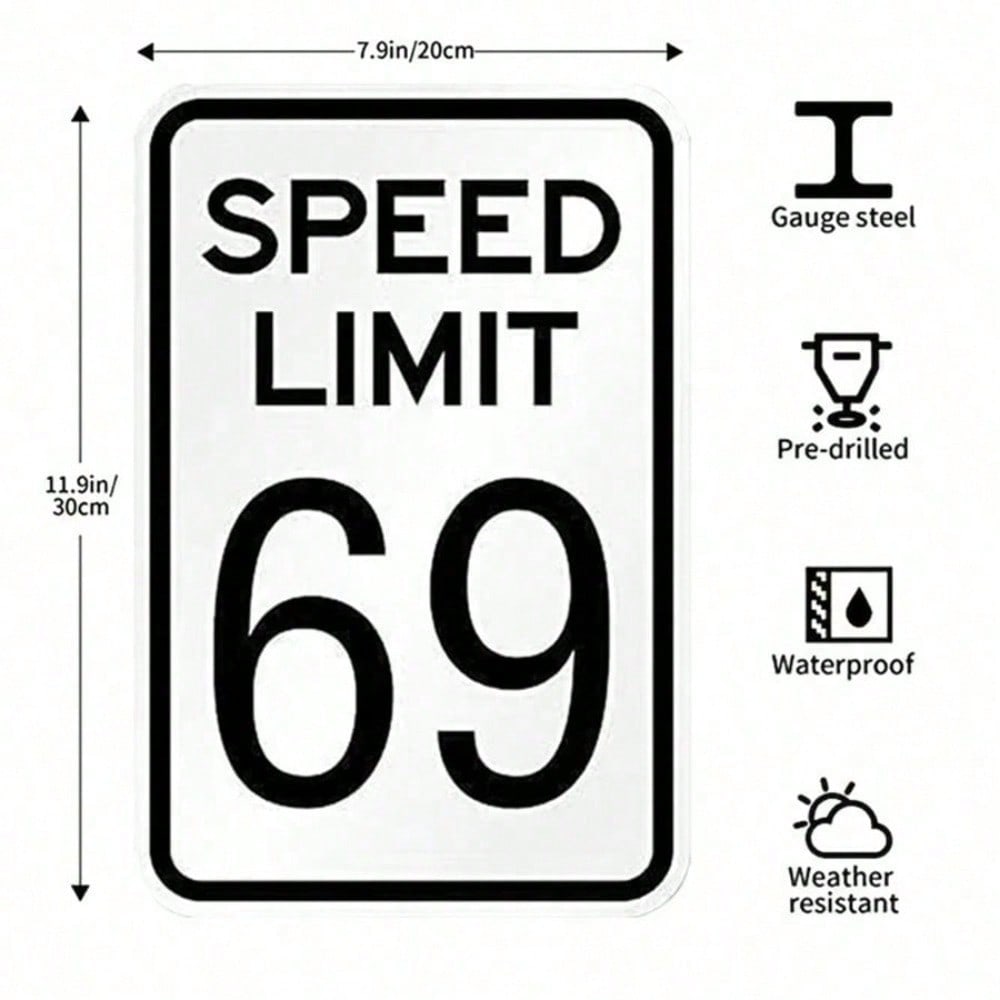 

69 Funny Speed Limit Sign Novelty Metal Wall Art for Home Garage Bar Decor 12x18 20x30cm разноцветный
