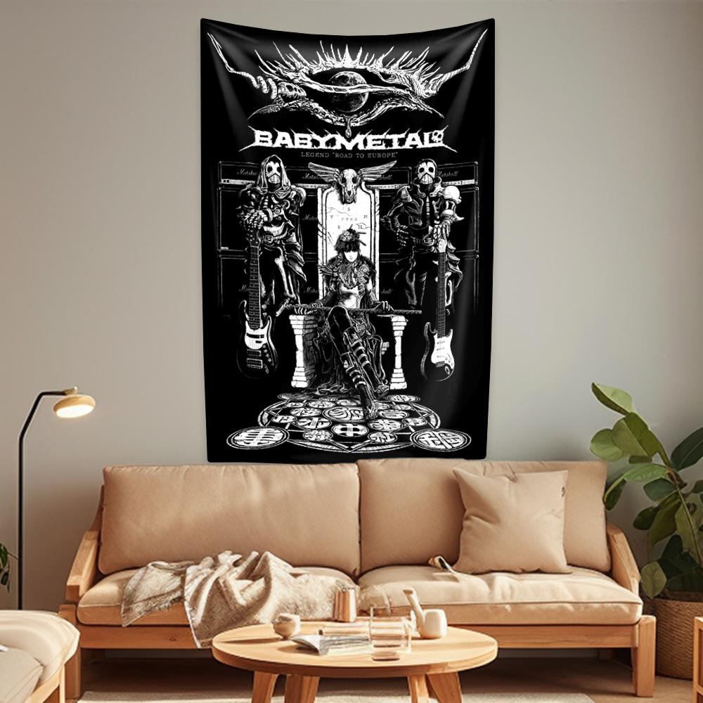 

Японская поп-метал группа Гобелен Babymetals Настенный декор Эстетика Домашний декор Фон для вечеринки в общежитии Подарки для друзей 29x37in