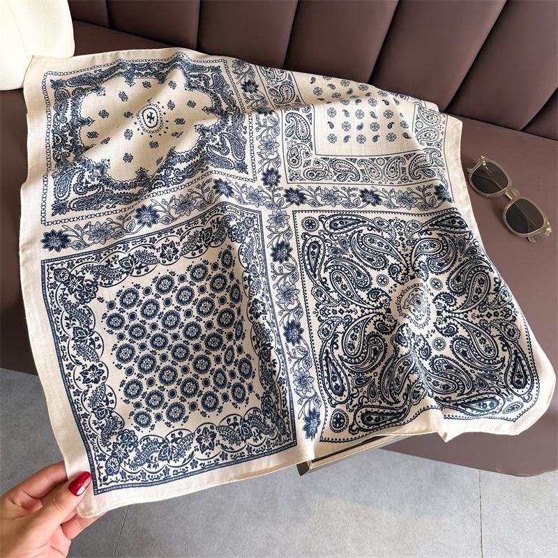 New Cashew Print Female Neck Scarf Cotton Linen Feeling Women Hair Scarves Foulard Head Band Shawls Wraps Neckerchief Bandana