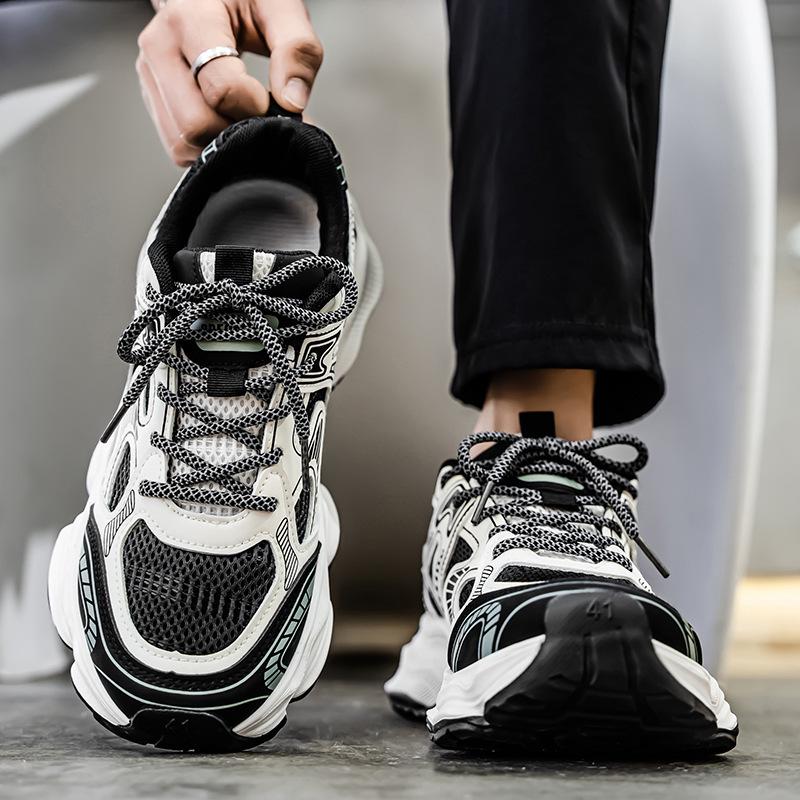 Men's Trendy Spring Mesh Running Shoes - Breathable, Thick-Soled, Casual Sneakers