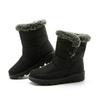 New Faux Rabbit Fur Lined High-Cut Women's Snow Boots, Velcro Waterproof Casual Winter Shoes