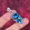 Pingente de topázio azul, joia de pedra preciosa de prata esterlina sólida 925, pingente feito à mão, para o Dia de Ação de Graças