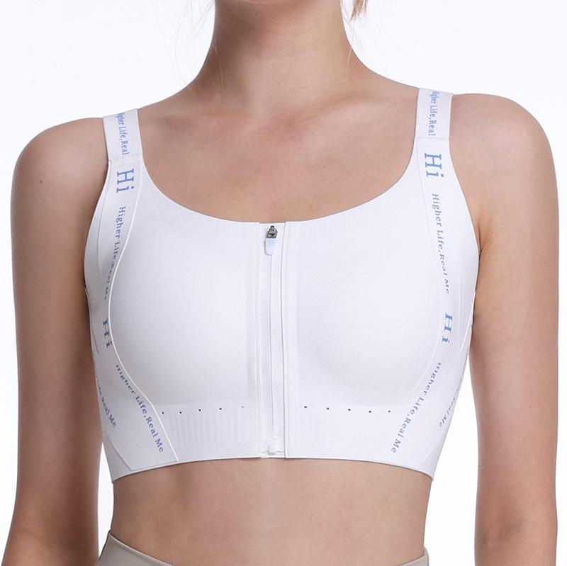 Front Zip Seamless High-Impact Fixed-Cup Sports Bra for Yoga and Fitness