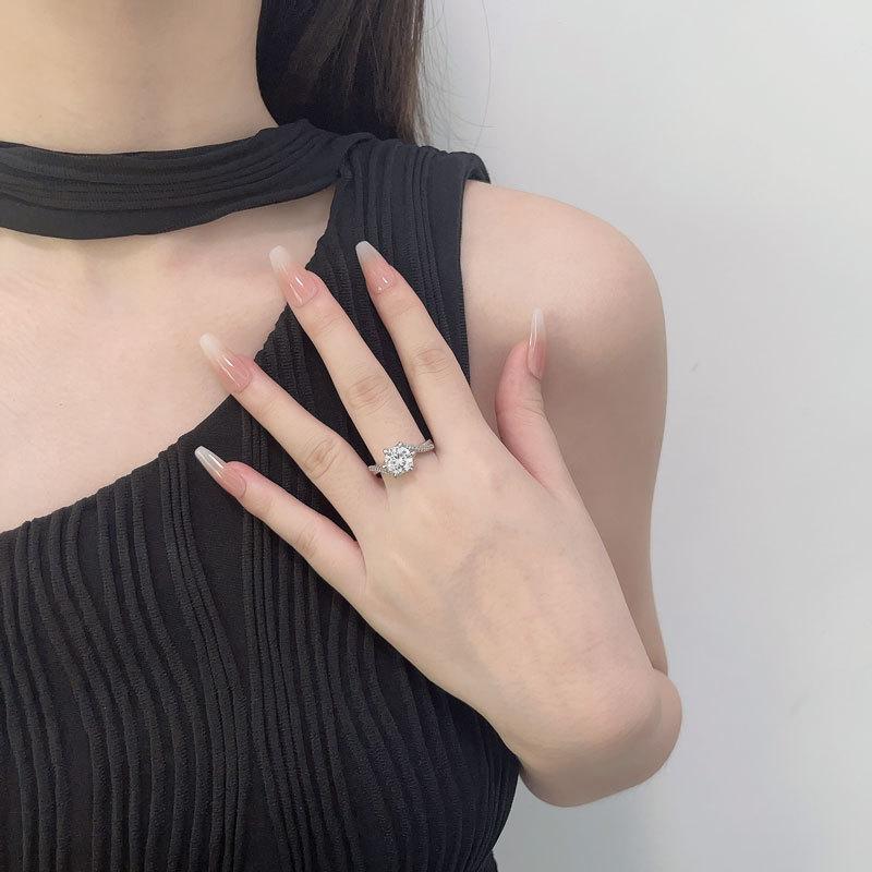 Jewelry Imitation Mozzarella Diamond Ring For Women, Adjustable Opening, Light Luxury High-End Zircon Ring