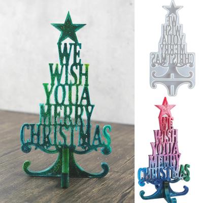 Albero di Natale con Lettera in Resina Epossidica Cristallo Fai da Te Decorazione Ornamento da Tavolo di Natale Stampo a Specchio in Silicone