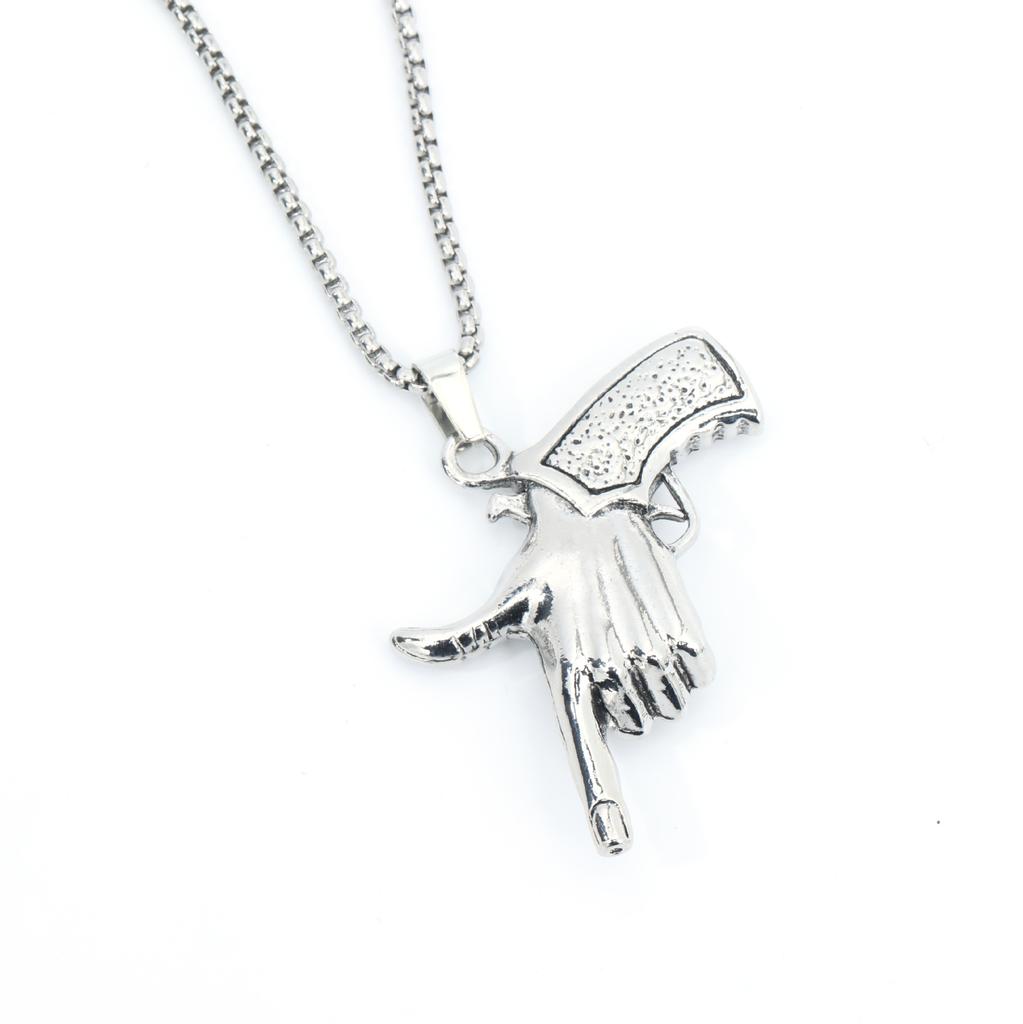 Finger Pistol Necklace Trendy Versatile Hip Hop Men'S Long Sweater Sweater Chain Accessories