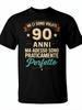 Unisex T-shirt Mi Ci Sono Voluti 90 Anni Funny Italian Quote Teenager Graphic T-Shirt, Black Short Sleeve Crew Neck