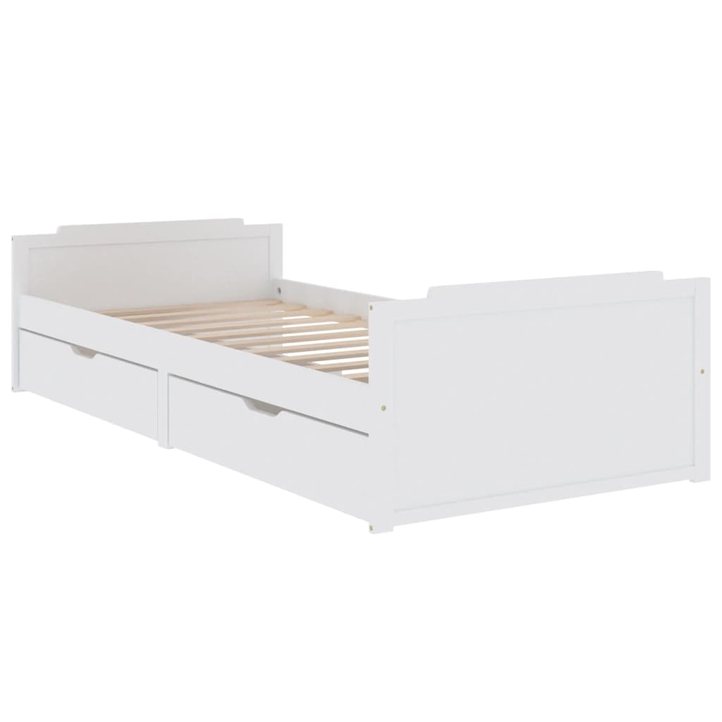 Vidaxl Struttura Letto con Cassetti, Bianca, Legno di Pino, 90 X 200 Cm