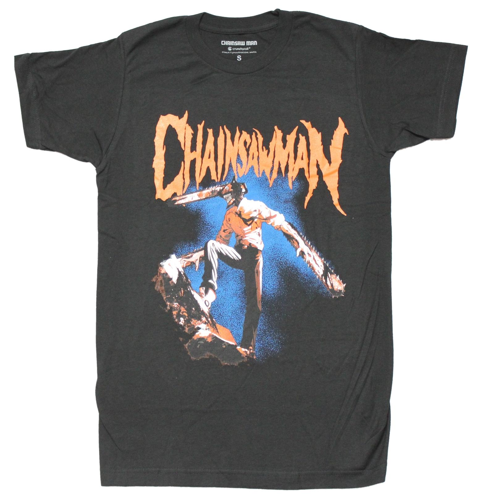 Chainsaw Man New Adult T-Shirt - W/ Bloody Saws Beneath Name XXL