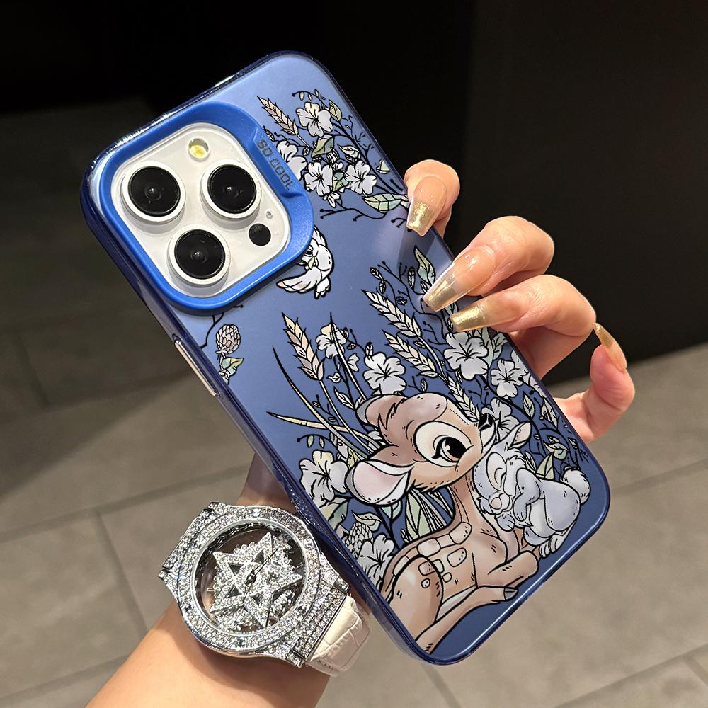 Bambi Bunnies Phone Case for Apple iPhone 16 15 14 Plus 13 12 11 iPhone16 iPhone13 Pro Max X Xs XR 8 7 Silver Matte Hard Cover