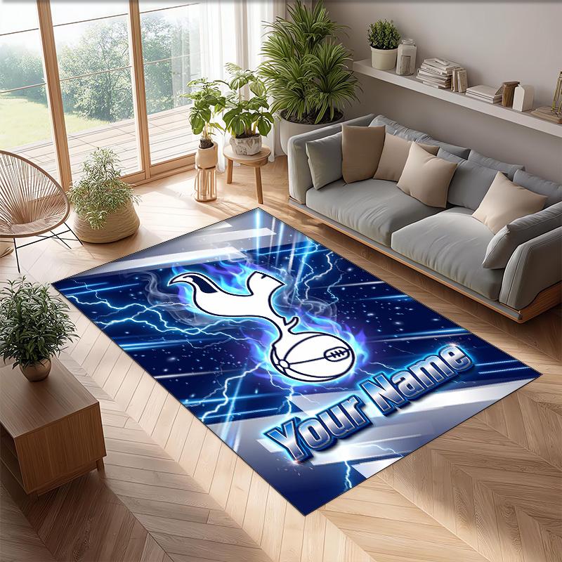 Tottenham Hotspur FC Printed Crystal Velvet Rug Non‑Slip Crystal Velvet Carpet For Sofa Bedroom Indoor Home Decoration