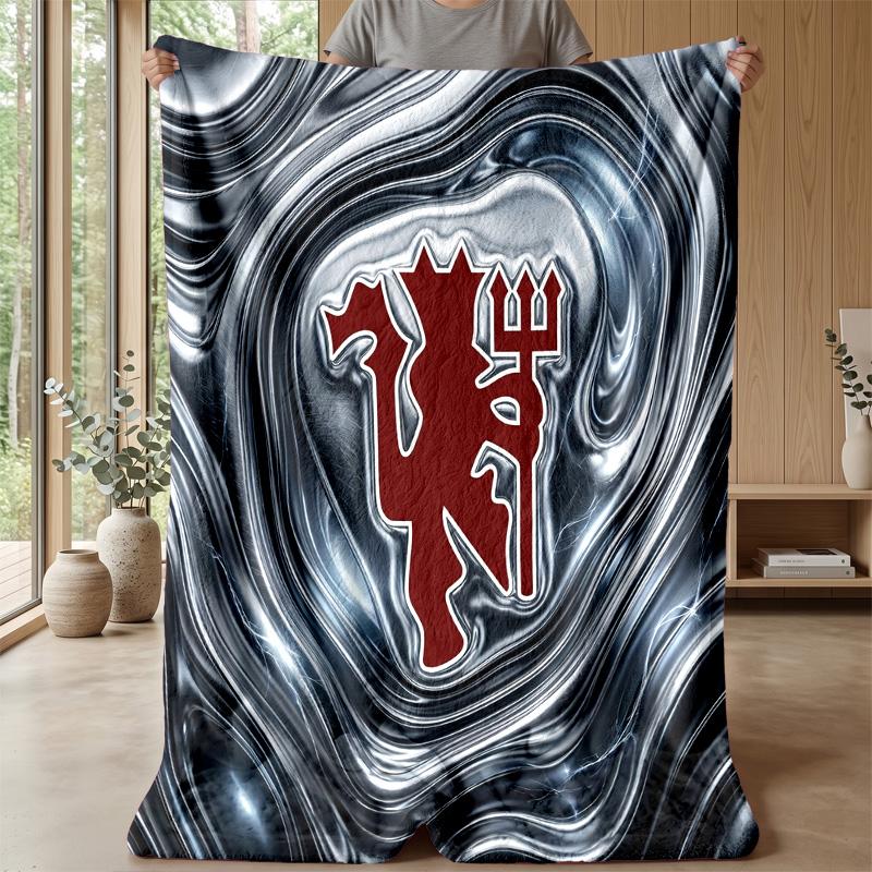 Manchester United Theme Blanket Soft Flannel Blanket Plush Throw Blanket Cozy Sofa Bed Blanket for Home Decor
