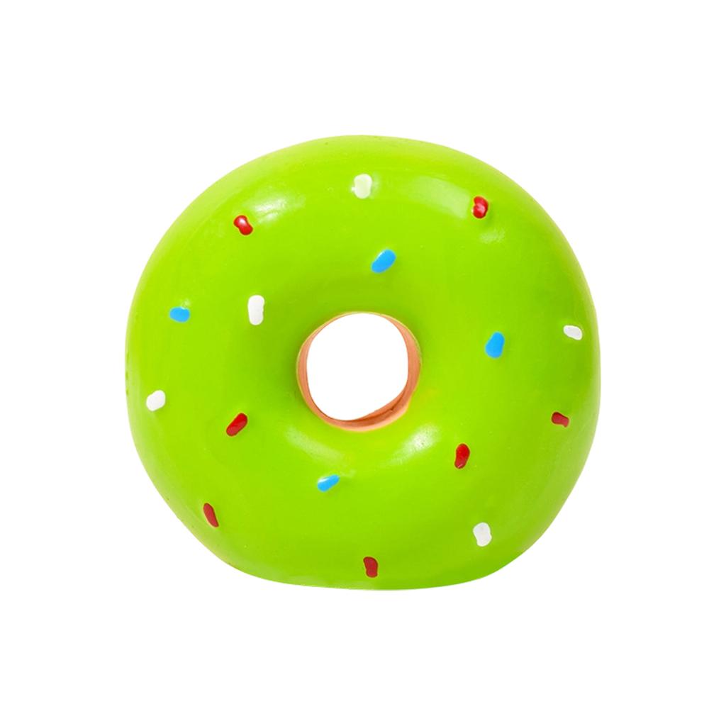 Cute Colorful Donut Shaped Squeaky Dog Toy Soft Latex Material Pet Chew Toy For Teething And Interactive Play