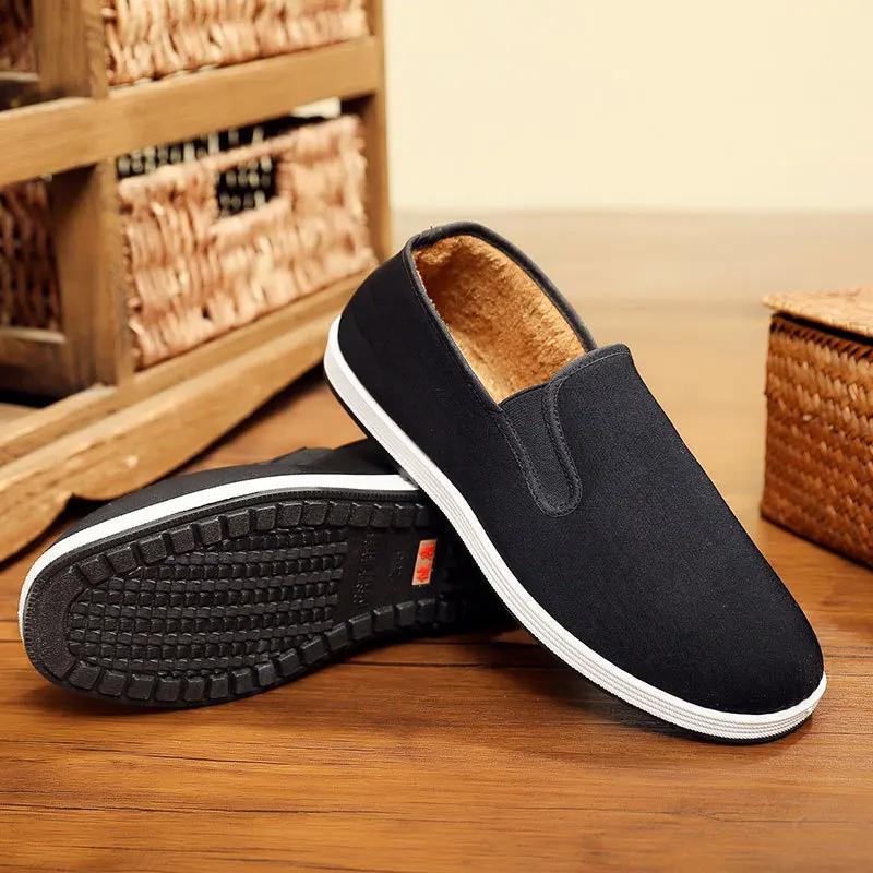 2024 Winter New Men's Cashmere Cotton Shoes Beef Tendon Sole Non-slip Casual Warm Men's Shoes Large Size 36-50