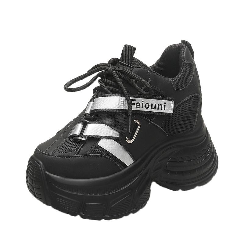 

2025 Autumn New Mesh Breathable Dad Women s Thick-soled Heightening Sneakers Womens Fashion Versatile Vulcanized Shoes Women 34 чёрный