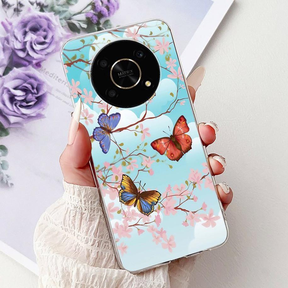 Silicone Case For Honor Magic 4 5 6 Lite Cover Popular Flower Butterfly Soft Slim TPU Back Cover For Honor Magic6 Lite Protector