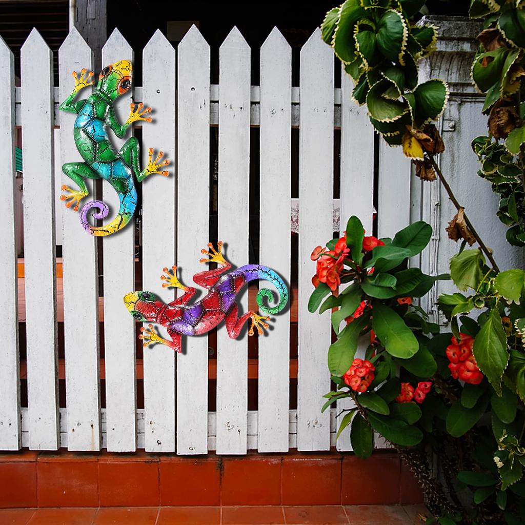 Metal Gecko Yard Garden Decoration for Outdoor Statues Home-garden Wall Decor Miniature Accessories Sculpture Lizard Ornaments