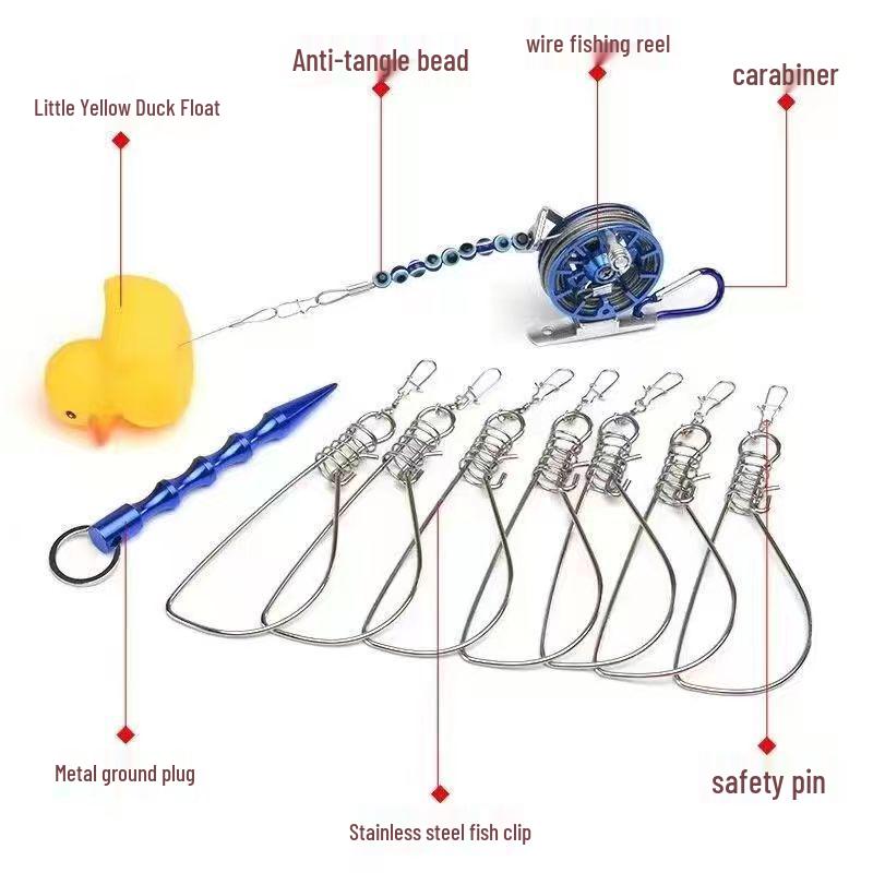 Stainless Steel Anti-Escape Fish Lock: Yellow Duck Design with Retractable Wheel