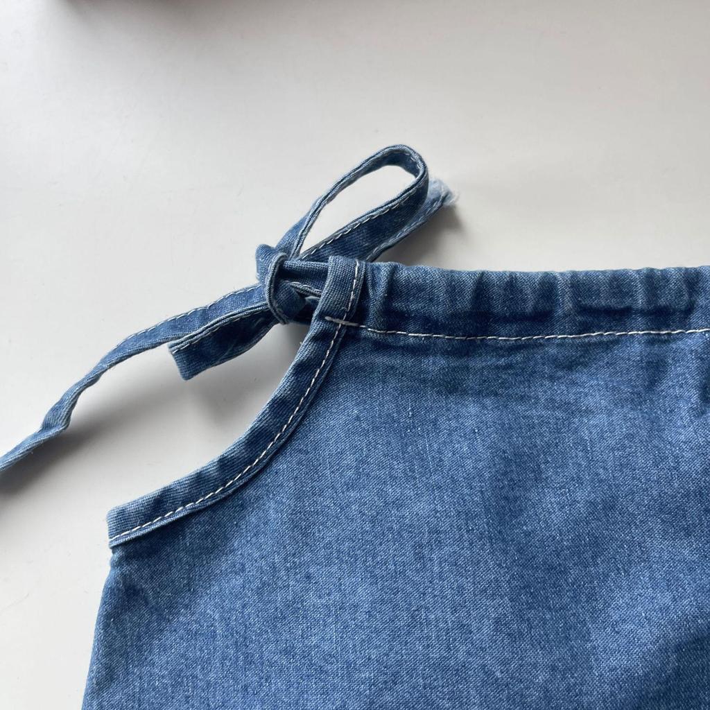 2026 Girls' Lace Denim Suspender Wide-Leg Pants Set: Trendy Summer Style
