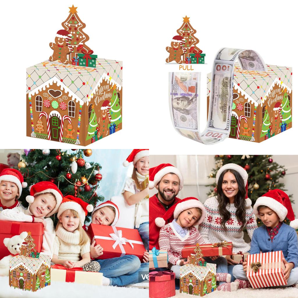 House Gingerbread Man Pattern Paper Gift Box Christmas Celebration Decor Props