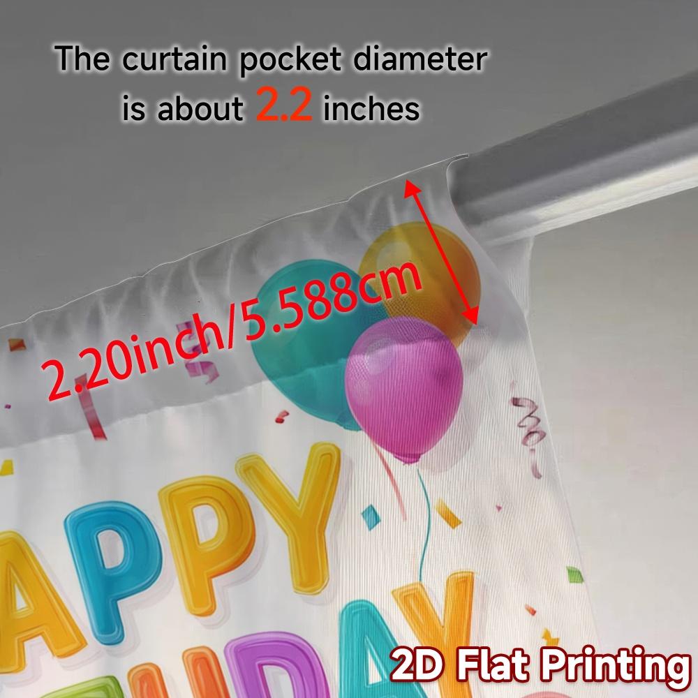 2pcs, 2D FLAT PRINTING Curtains (Without Rod) Birthday Bliss(10) Modern Minimalist Curtains Durable 100% Polyester Fabric