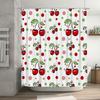 Modern Bathroom Shower Curtain Decorative with Cherry Print Red Green Polka Dots Polyester Fabric Water Resistant Home Decor Ite