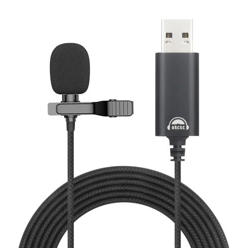 okcsc MC2U Lapel Microphone, Clip-on Microphone, Recording Microphone, Omnidirectional, for PC/Smartphone, Compatible with Zoom Meetings, Telework, Ka